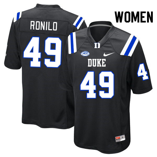 Women #49 Jack Ronilo Duke Blue Devils College Football Jerseys Stitched Sale-Black